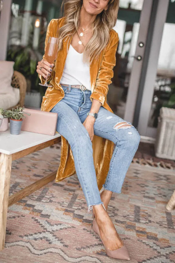 Dunnmall Cheering My Way Velvet Kimono Coat