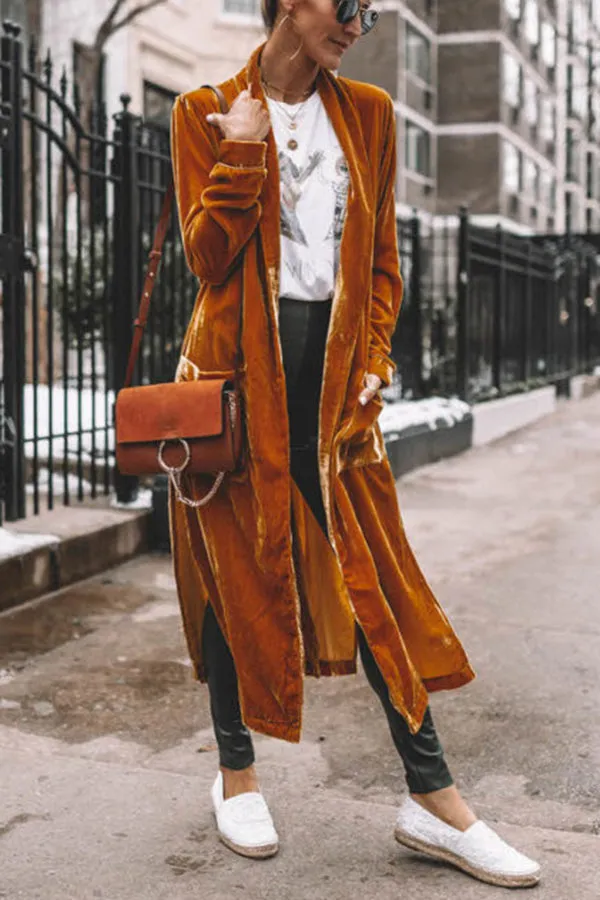 Dunnmall Cheering My Way Velvet Kimono Coat