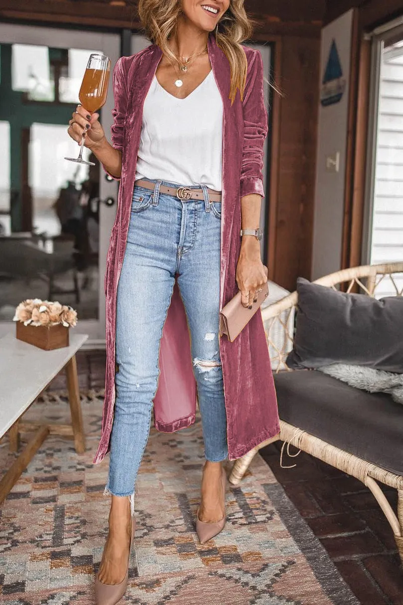 Dunnmall Cheering My Way Velvet Kimono Coat