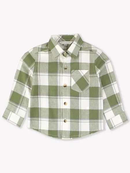 Dusty Olive Plaid Flannel Shirt