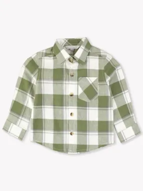 Dusty Olive Plaid Flannel Shirt