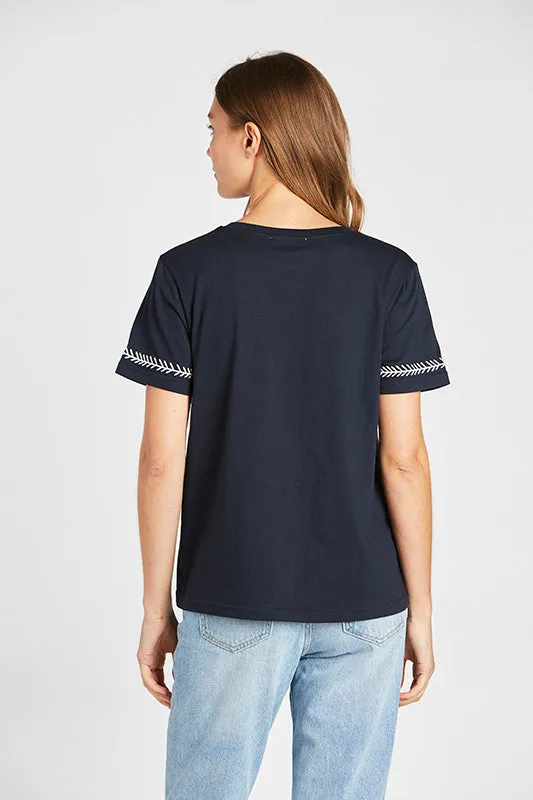 Embroidered Sleeve T-Shirt