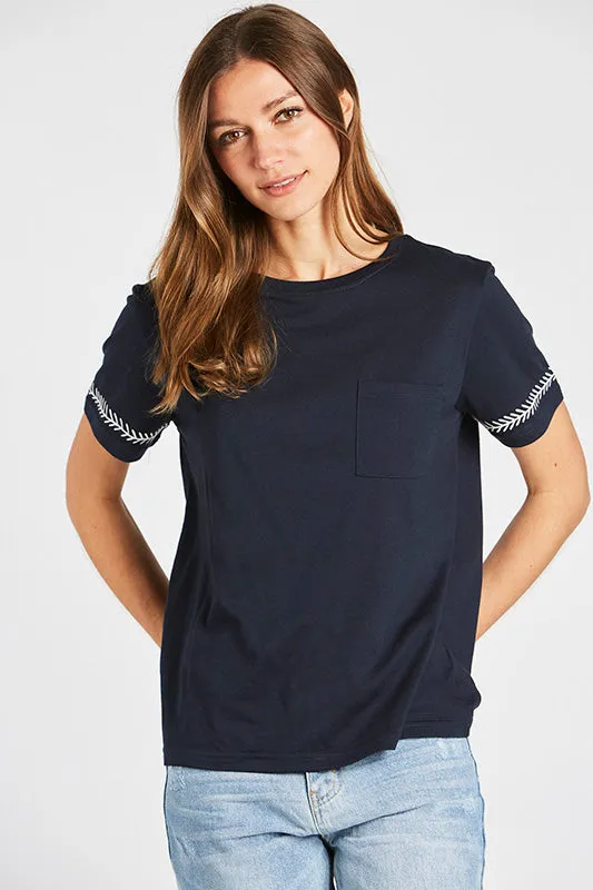 Embroidered Sleeve T-Shirt