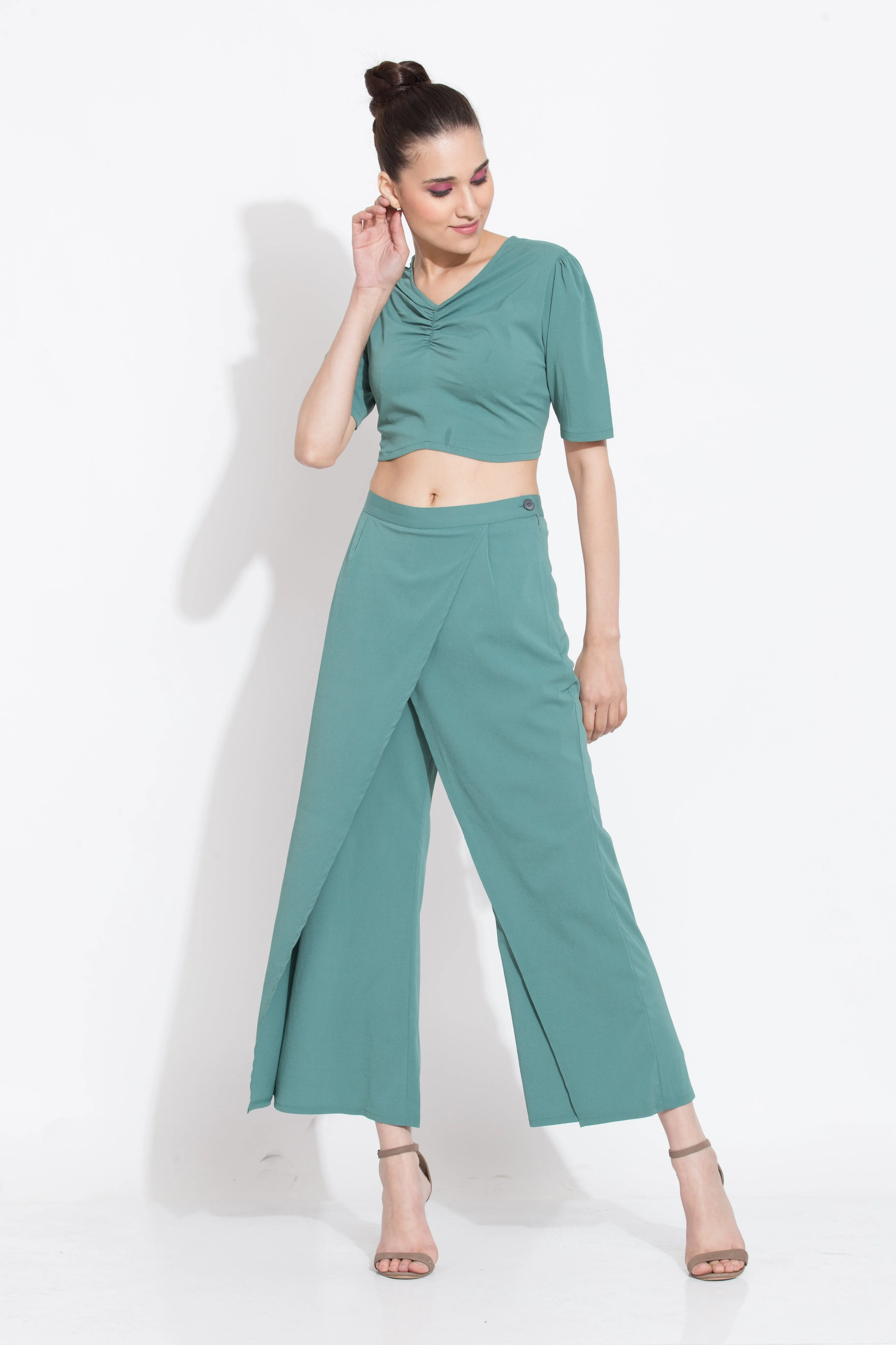 Fern Crop Top and Overlap Culottes Co ord Set