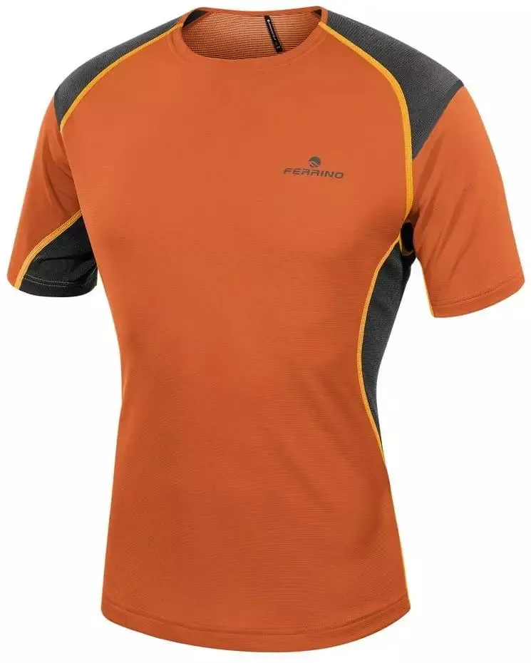 FERRINO T-SHIRT OLLOMONT TECNICA UOMO LEGGERA E TRASPIRANTE DA TREKKING/RUNNING COLORE ORANGE