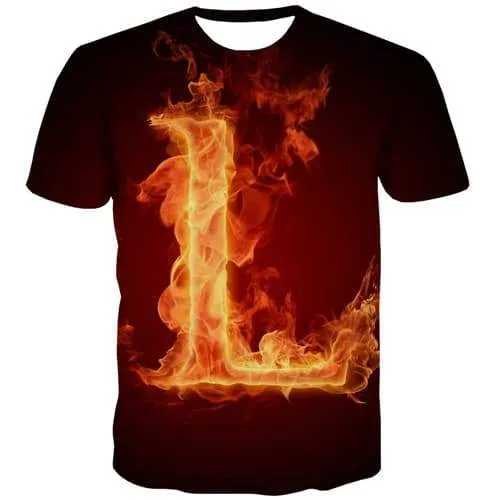 Flame T shirts Men Fire T shirts Funny Letter Tshirt Anime Harajuku T-shirts 3d Gothic T-shirts Graphic Short Sleeve Hip hop