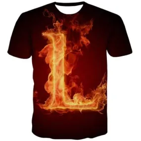 Flame T shirts Men Fire T shirts Funny Letter Tshirt Anime Harajuku T-shirts 3d Gothic T-shirts Graphic Short Sleeve Hip hop