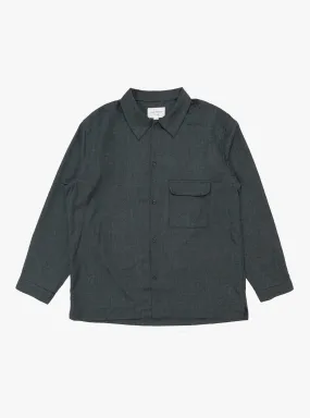 Flat Bottom Wool Shirt Blue Charcoal