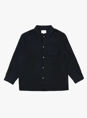 Flat Bottom Wool Shirt Dark Navy