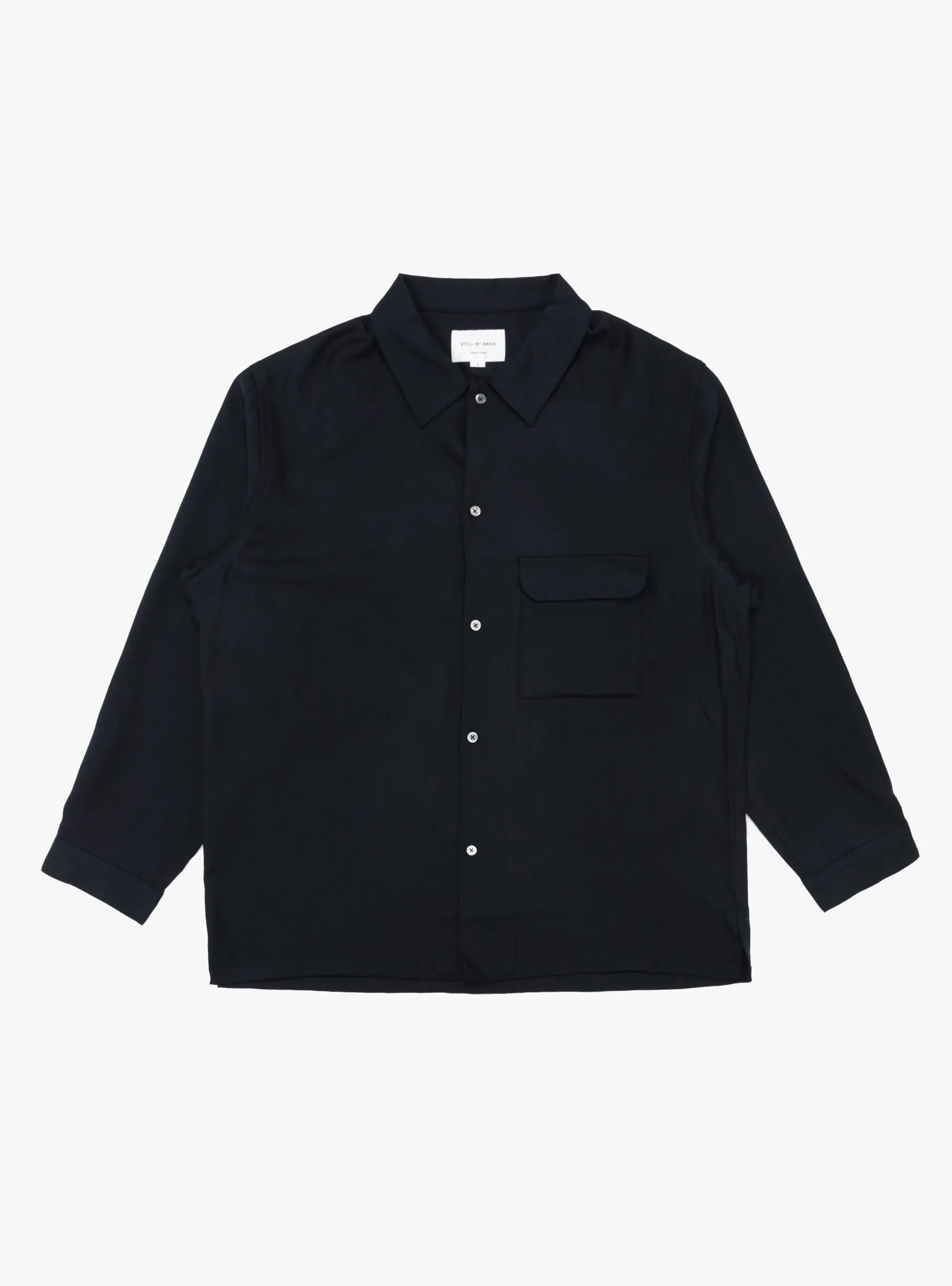 Flat Bottom Wool Shirt Dark Navy