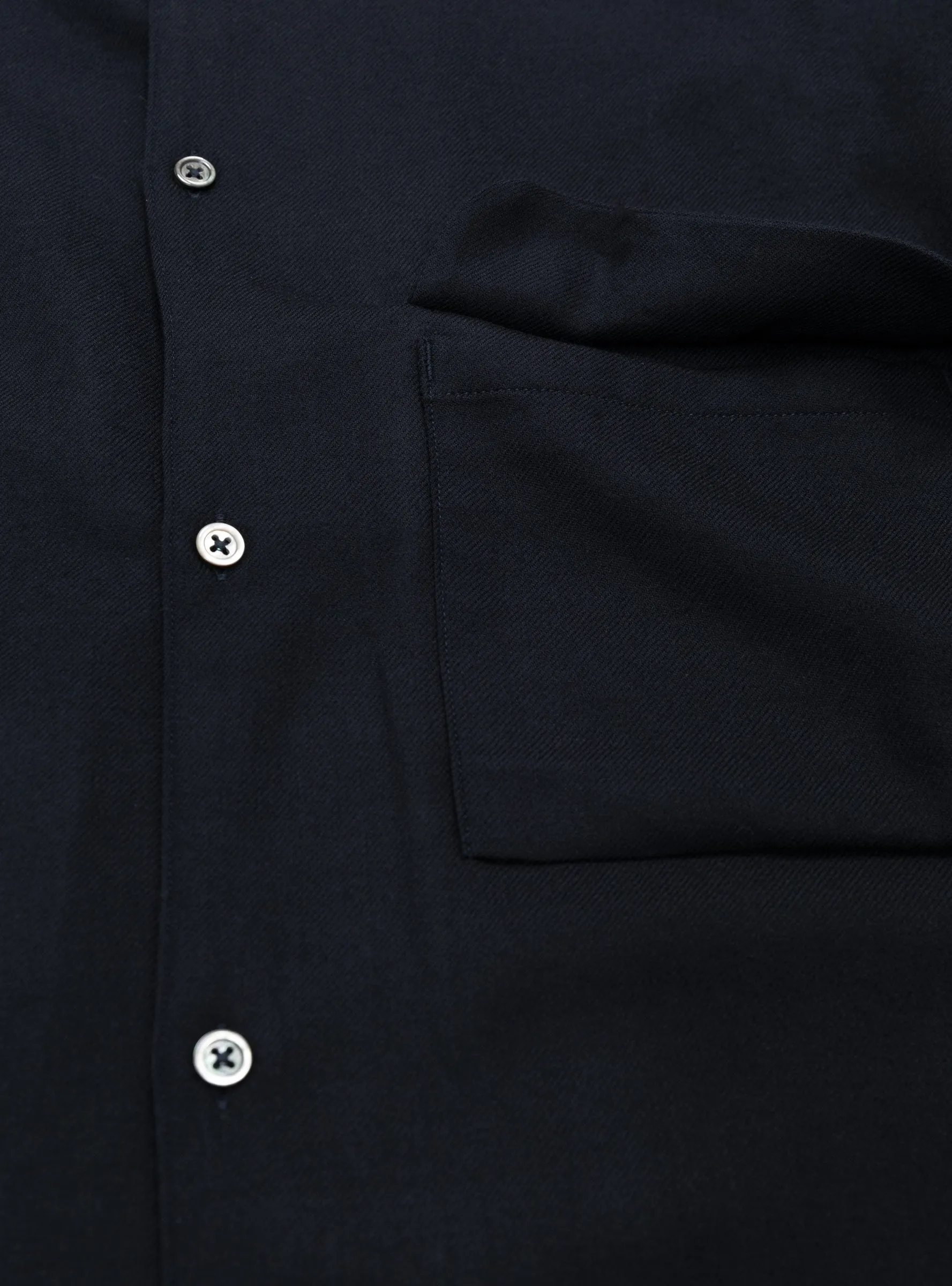 Flat Bottom Wool Shirt Dark Navy
