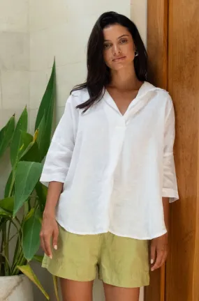 Frockk Riley Top in White Linen
