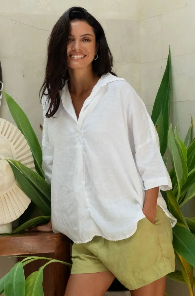 Frockk Riley Top in White Linen