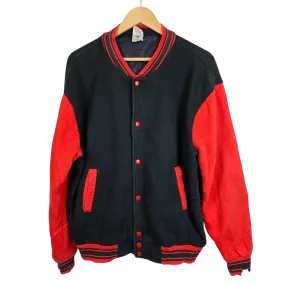 Fruit Of The Loom Black and Red Varsity Jacket - L