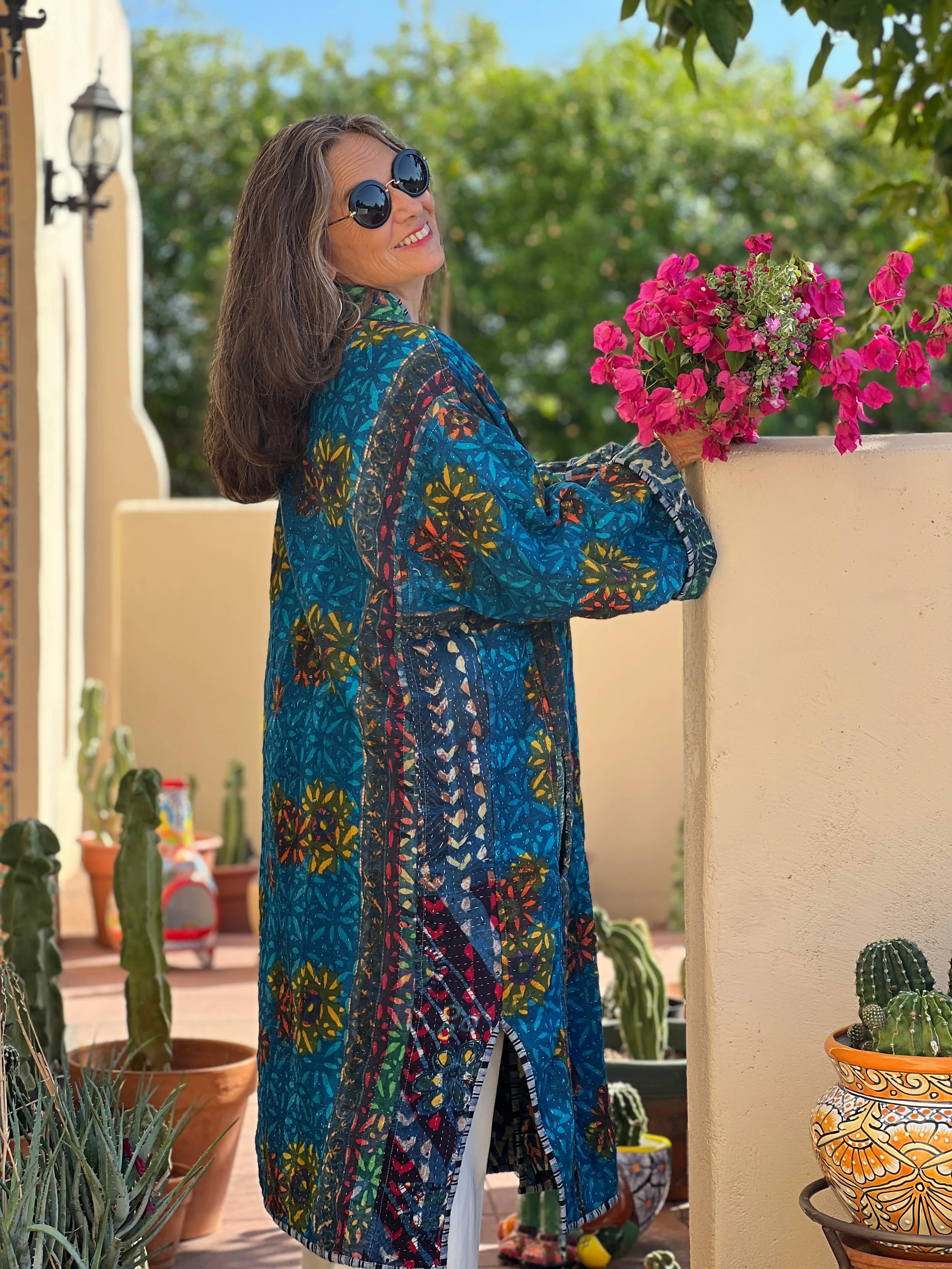 Ganika Indigo Quilted Kantha Coat Vintage  ONE OF KIND