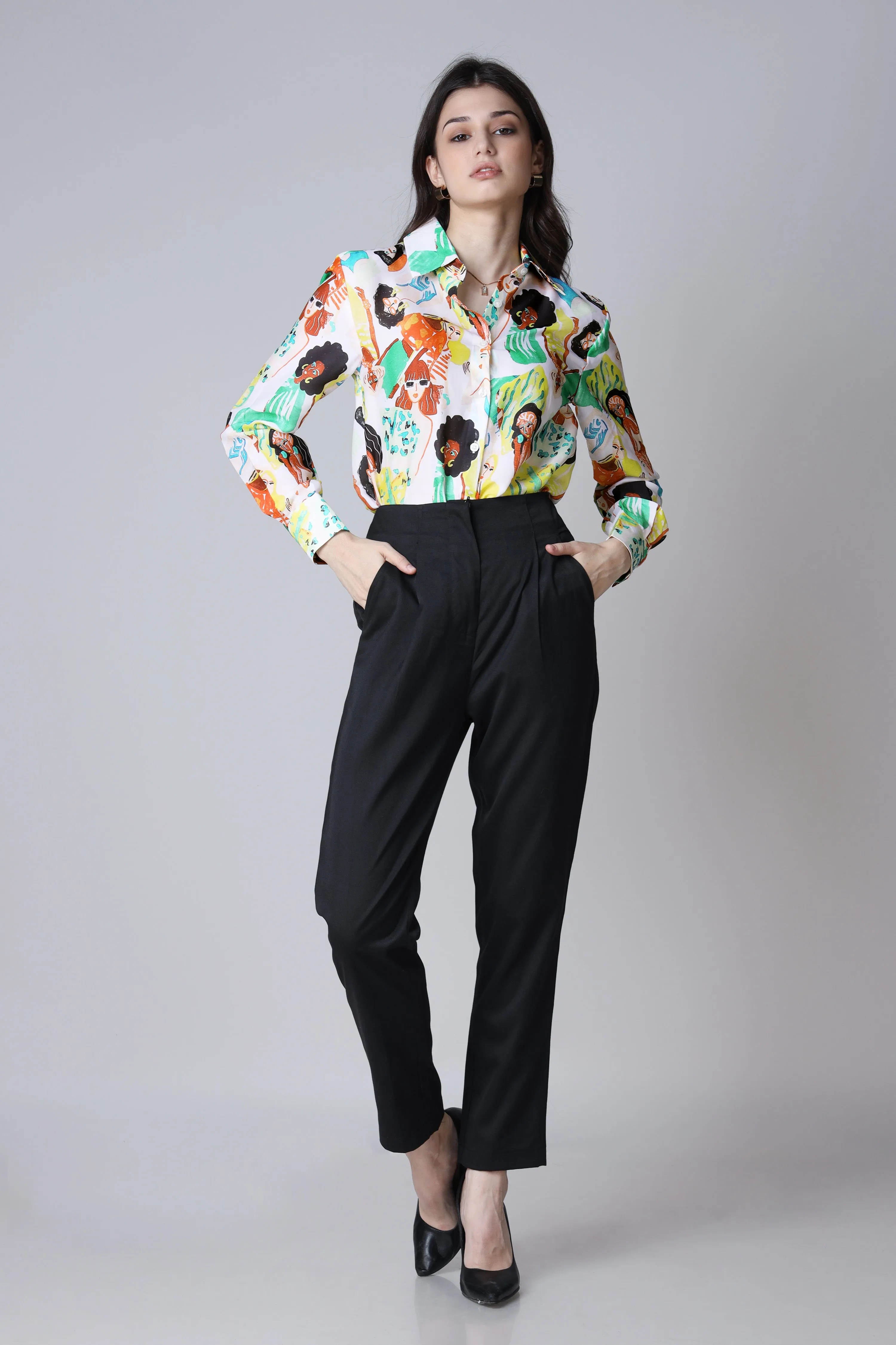 Graphic Person Print Detail Womens Shirt