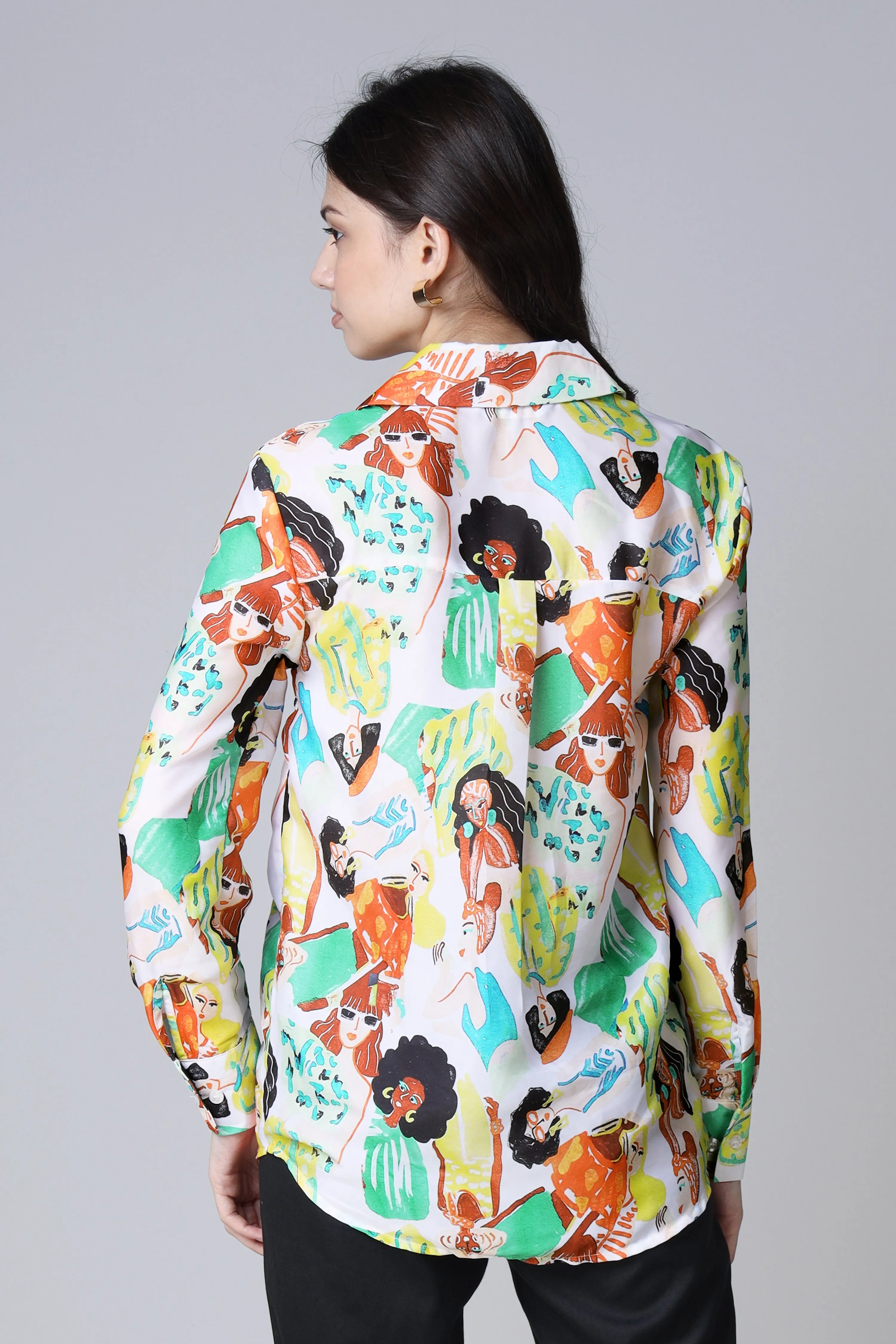 Graphic Person Print Detail Womens Shirt