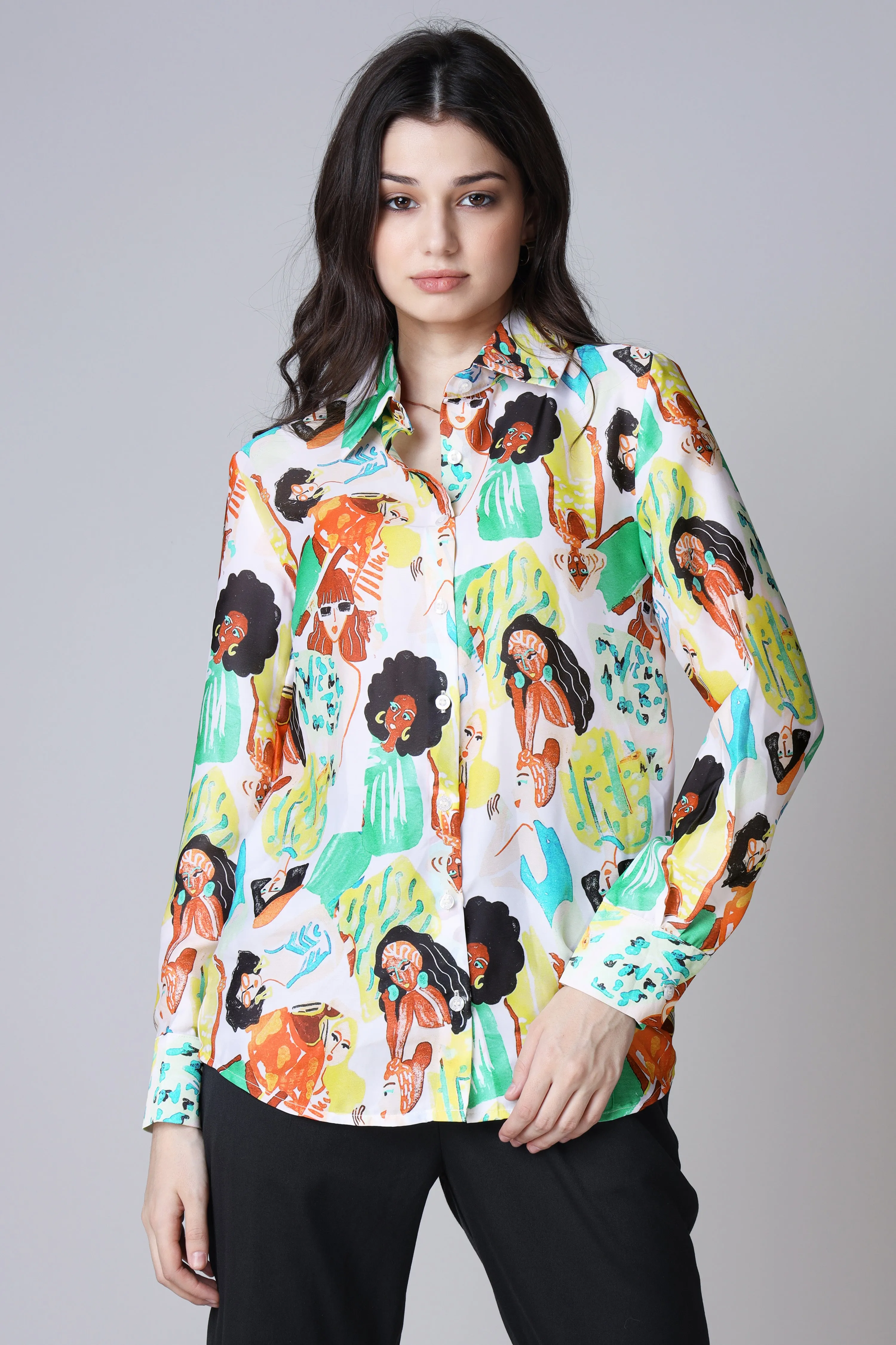 Graphic Person Print Detail Womens Shirt