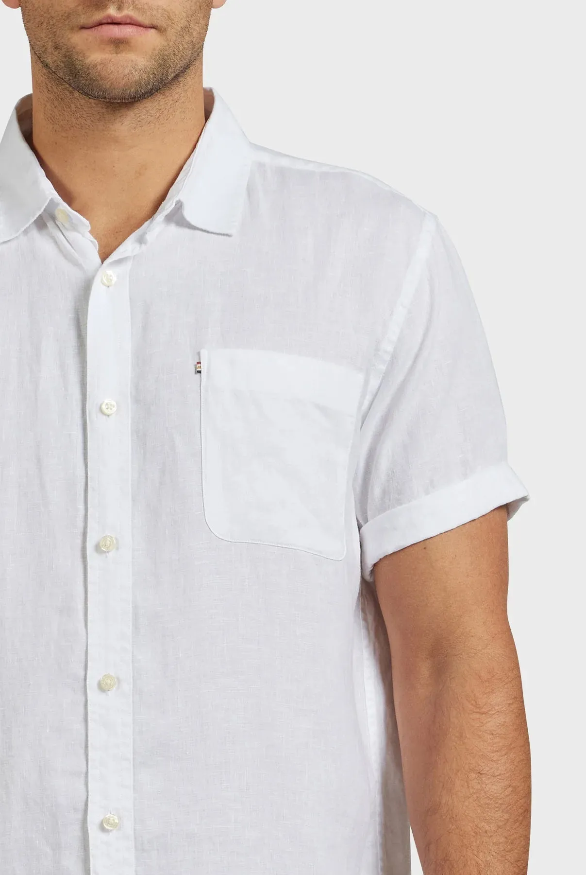 Hampton Linen Short Sleeve Shirt in White