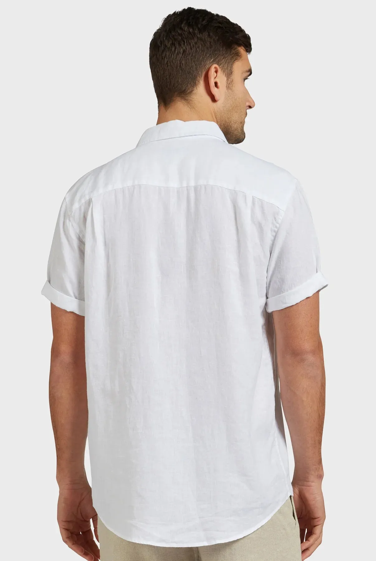 Hampton Linen Short Sleeve Shirt in White