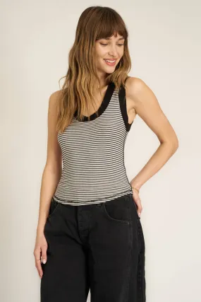 Hits Different Striped Ringer Tank - Black Stripe