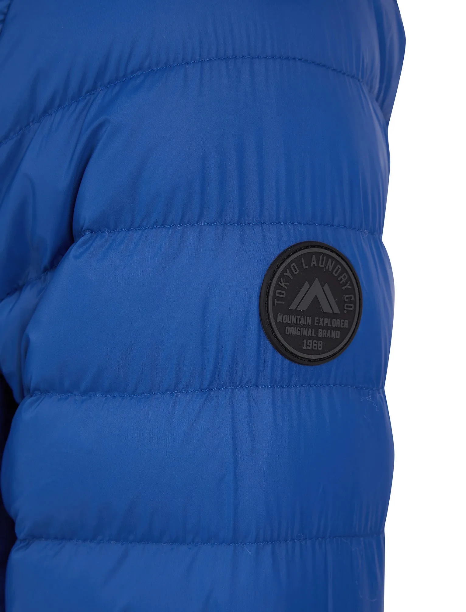 Ikar Funnel Neck Quilted Puffer Jacket with Fleece Lined Collar in Sodalite Blue - Tokyo Laundry