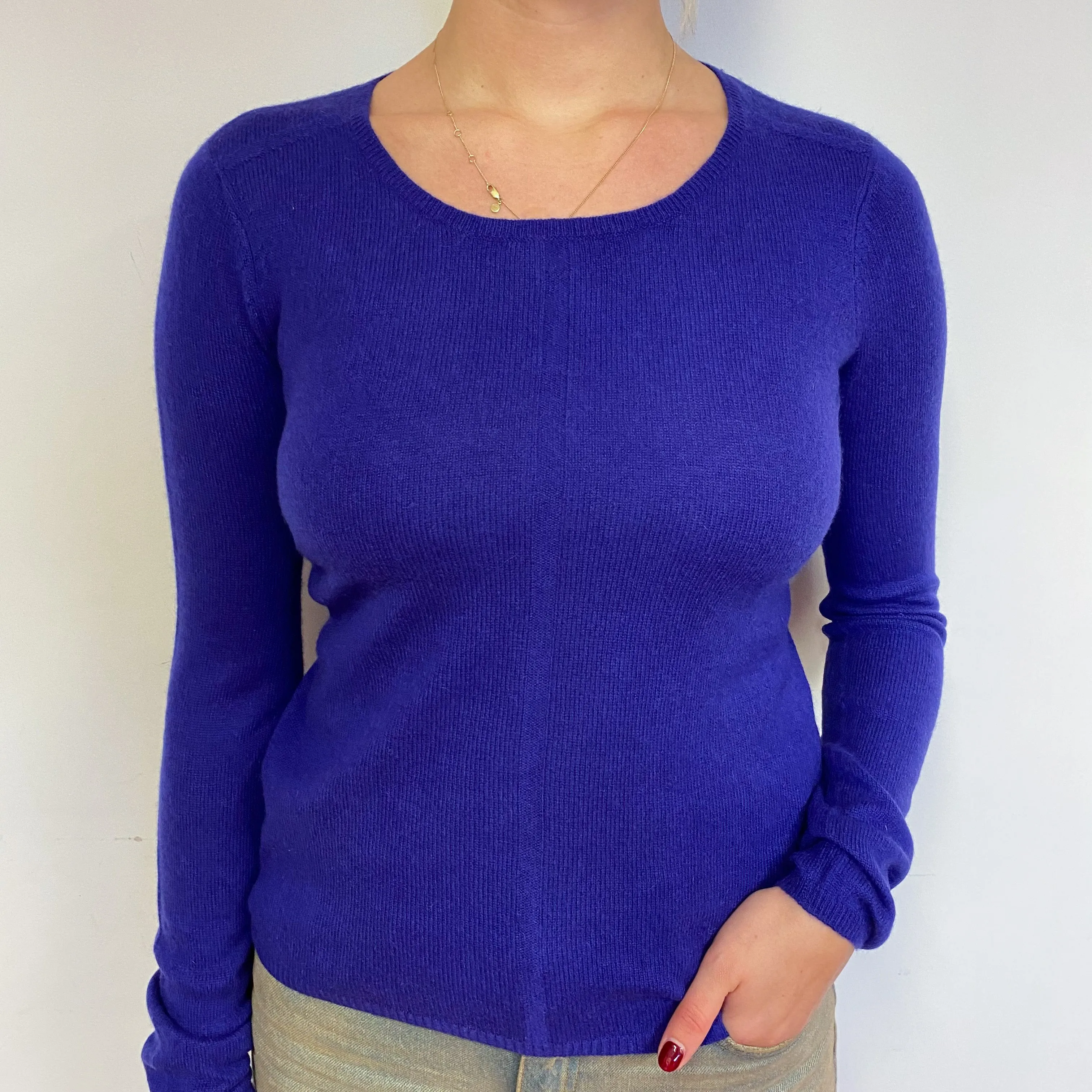 Indigo Purple Cashmere Crew Neck Jumper Small