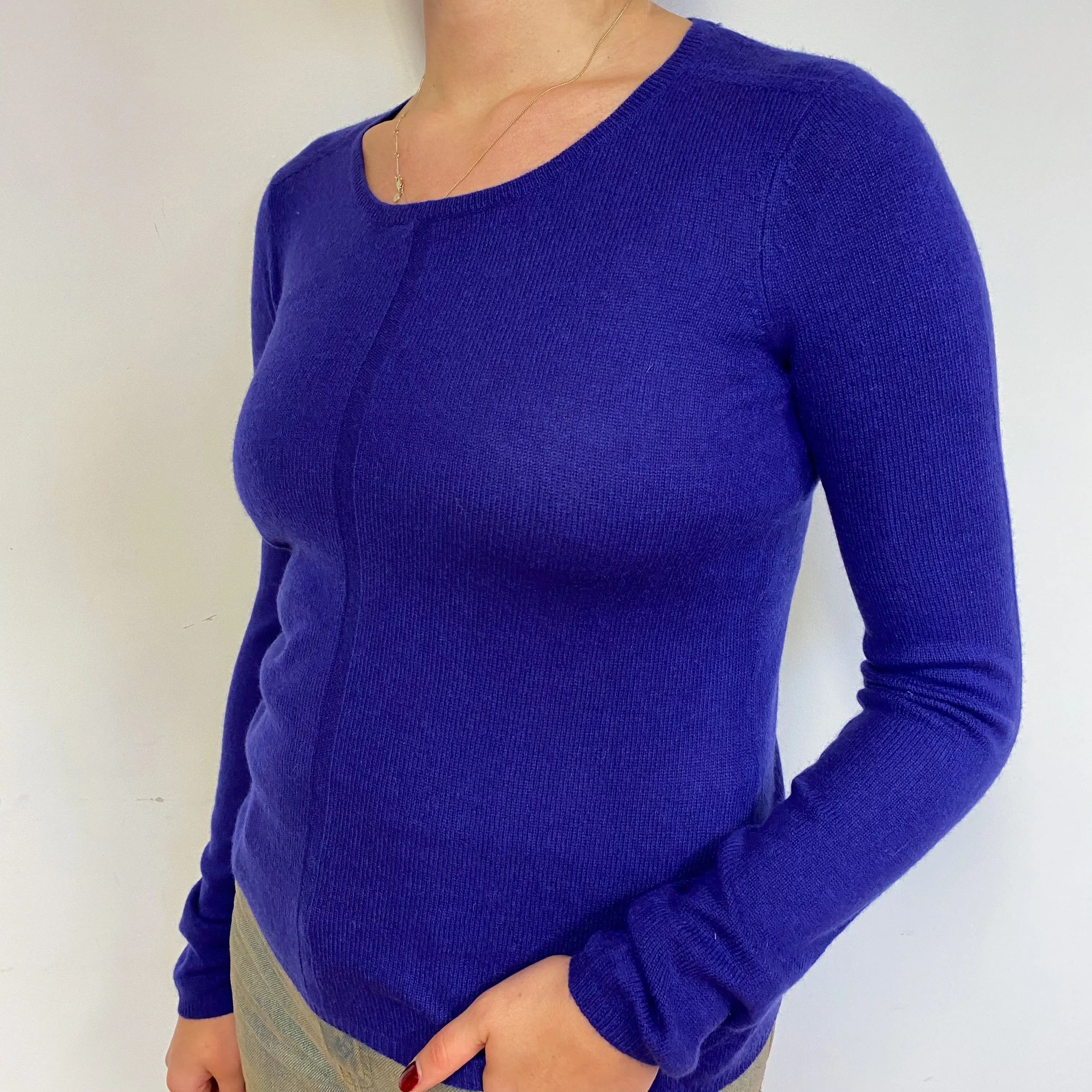 Indigo Purple Cashmere Crew Neck Jumper Small