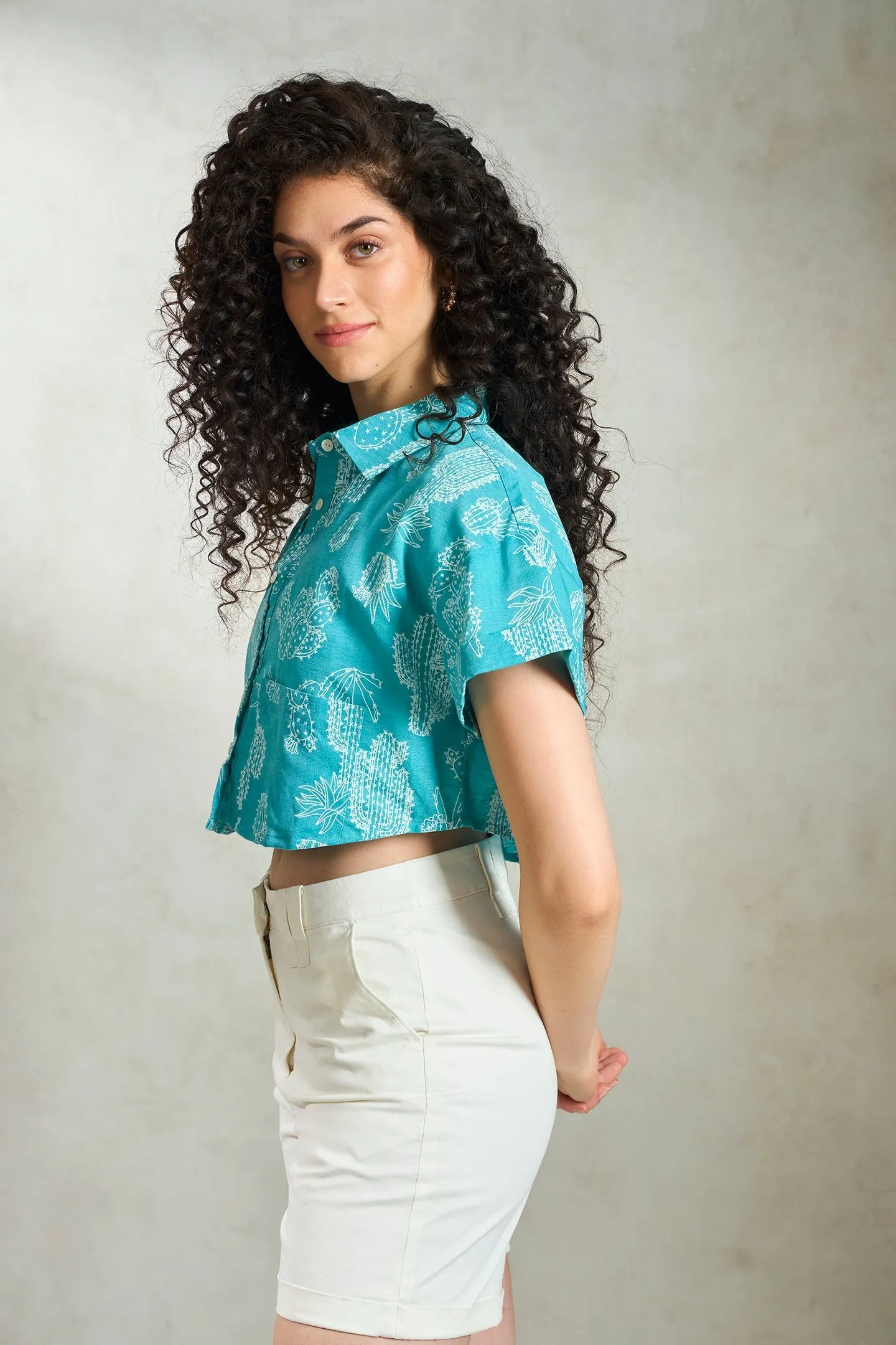 Indigo|Linen Boxy Shirt
