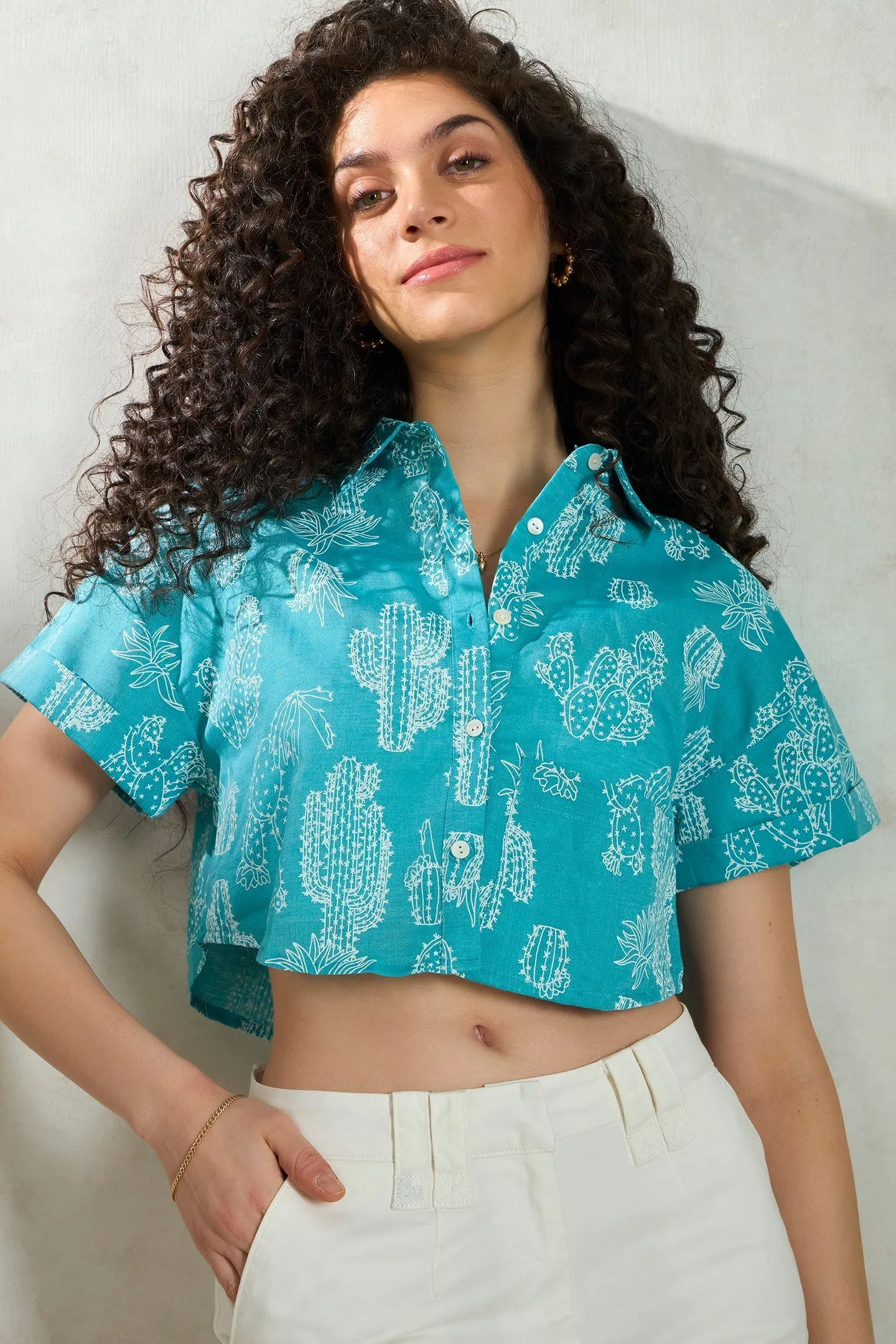 Indigo|Linen Boxy Shirt