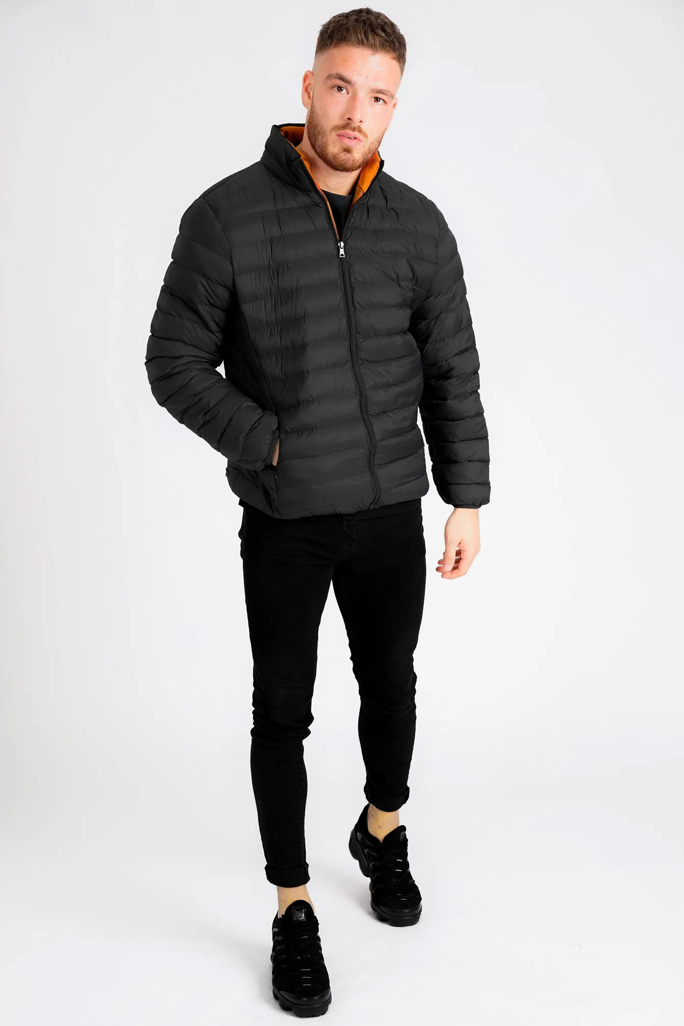 Inigo Funnel Neck Quilted Puffer Jacket in Jet Black - Tokyo Laundry