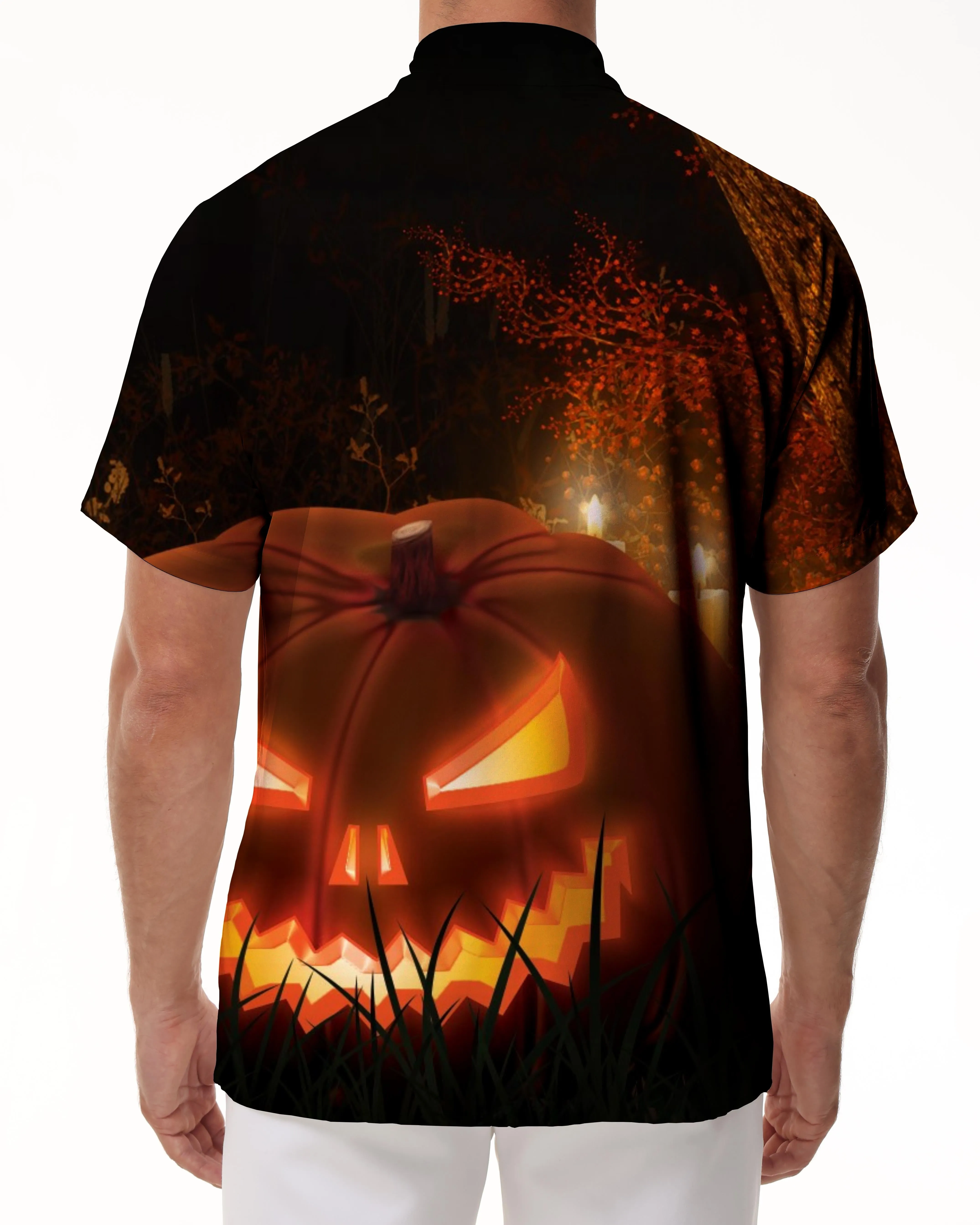 Jack-o'-lantern ghost halloween men's casual short sleeve shirt 3d print pattern hawaiian shirt party street festival shirt clothing