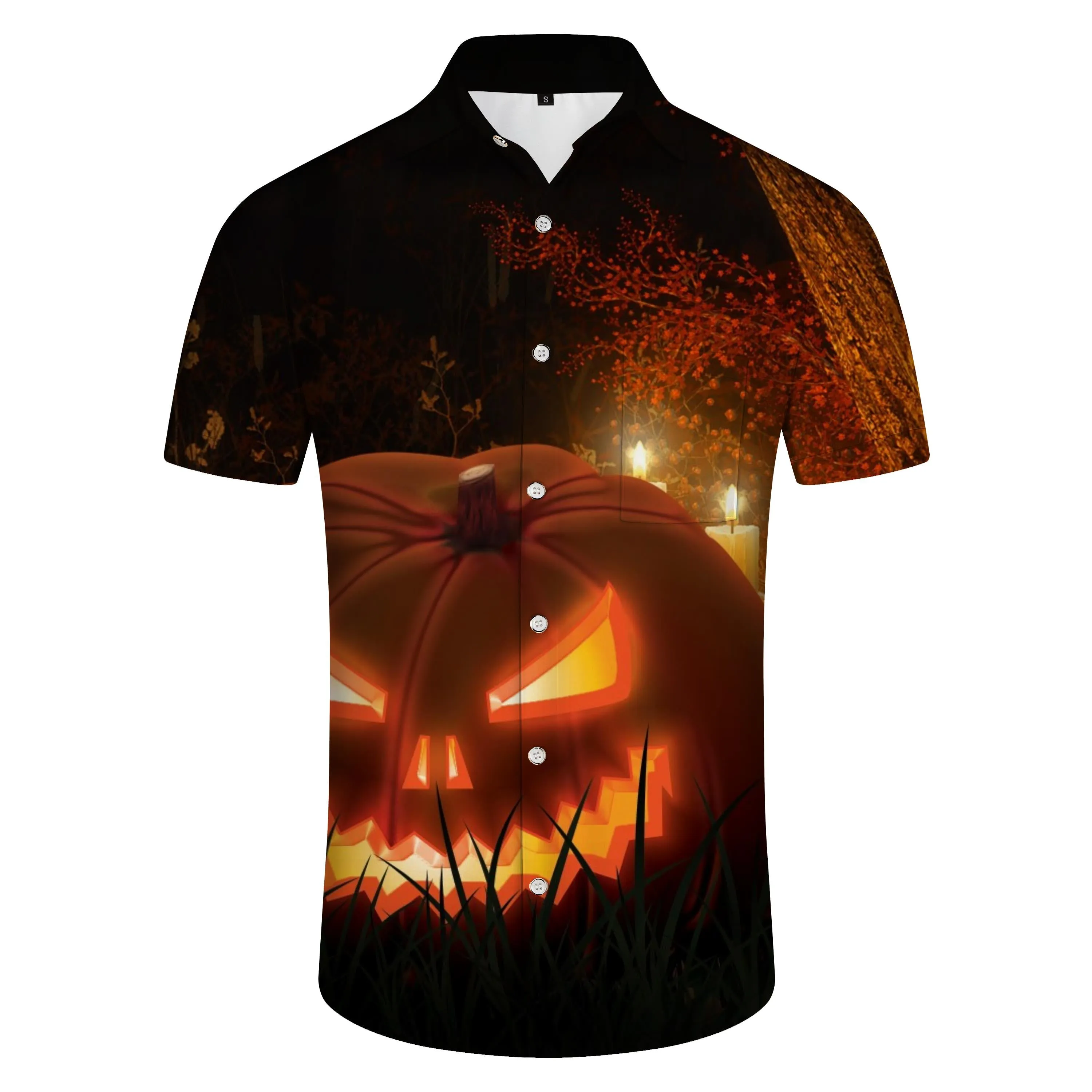 Jack-o'-lantern ghost halloween men's casual short sleeve shirt 3d print pattern hawaiian shirt party street festival shirt clothing
