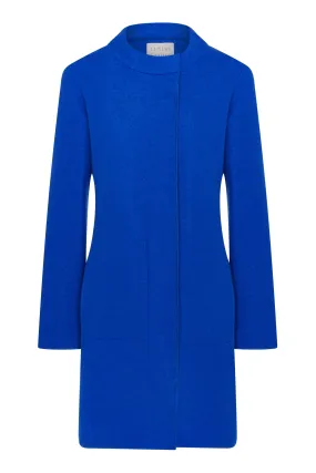 JACKIE O. Flattering Loose Unlined Royal Blue Boiled Wool Coat