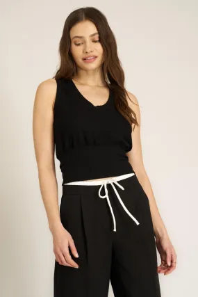 Kamora Cozy Scoop Neck Vest - Black