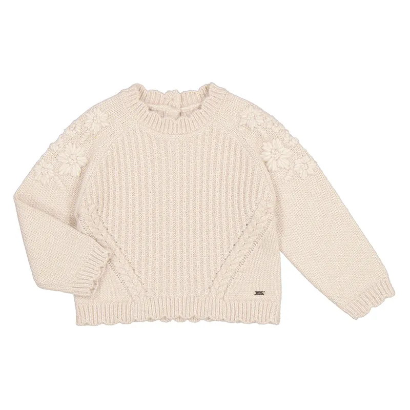 Knitted Jumper with Flowers - Petal