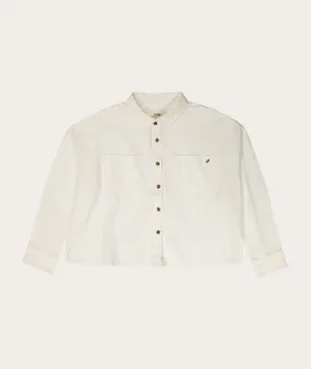 Ladies Boxy Long Sleeve Shirt - Soft White