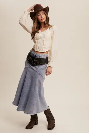 Ladies Listicle Ruffle Detail Corset Contrast Blouse Top - LT1370