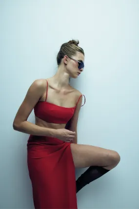 Lalia Crepe Top in Paprika Red