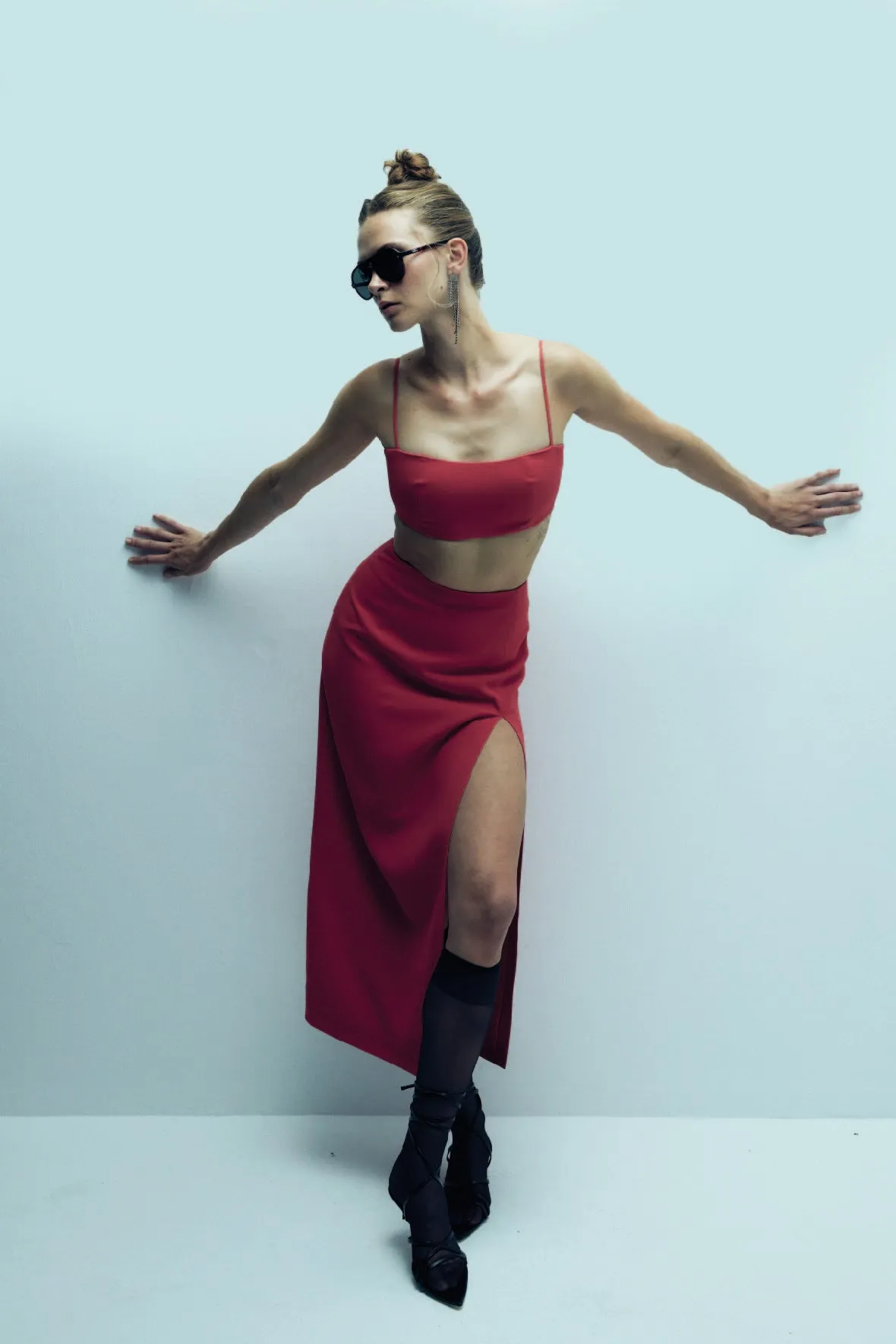 Lalia Crepe Top in Paprika Red