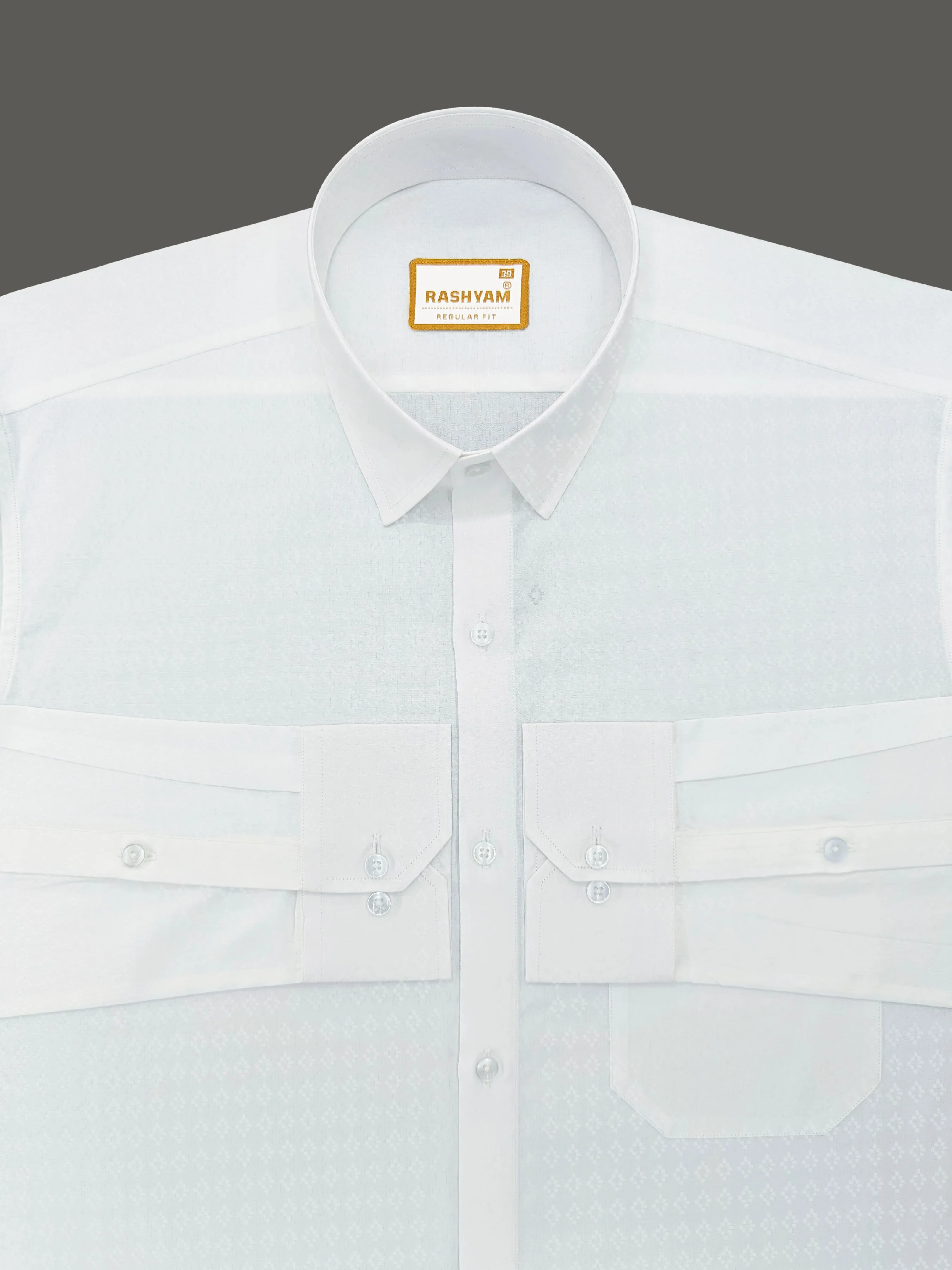 Lanciano Luxury Cotton Small Teals On White Designer Formal Shirt For Men