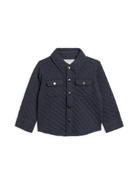 Liam Quilted Jacquard Collared Shirt - Navy by Colored Organic