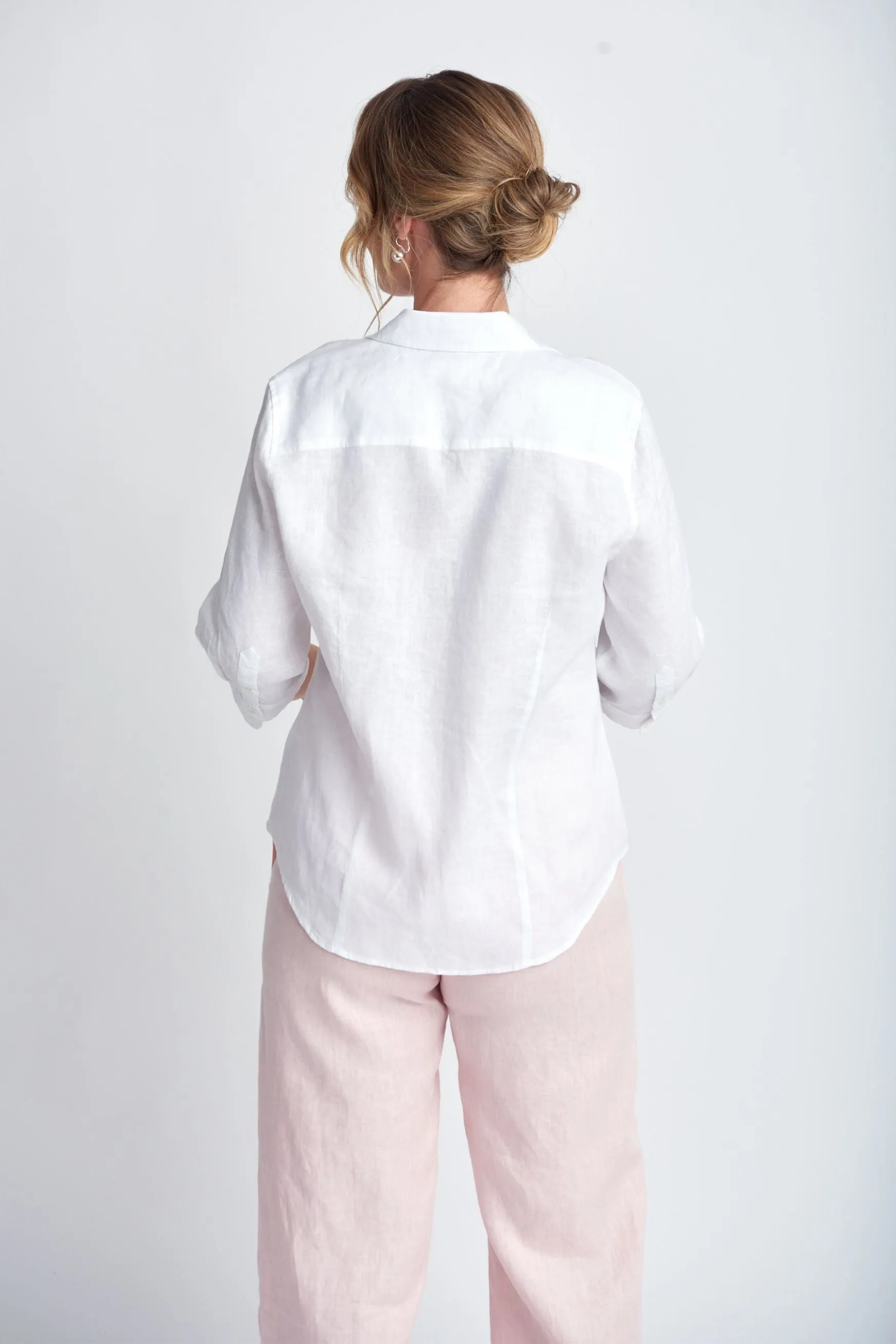 Linen 3/4 Sleeve Shirt White