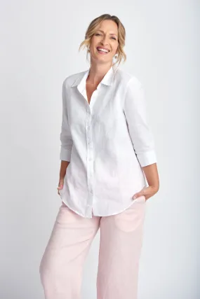 Linen 3/4 Sleeve Shirt White