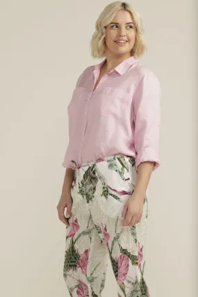Linen Long Sleeve Pocket Shirt Bubblegum