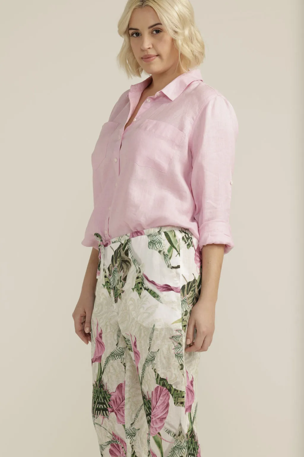 Linen Long Sleeve Pocket Shirt Bubblegum