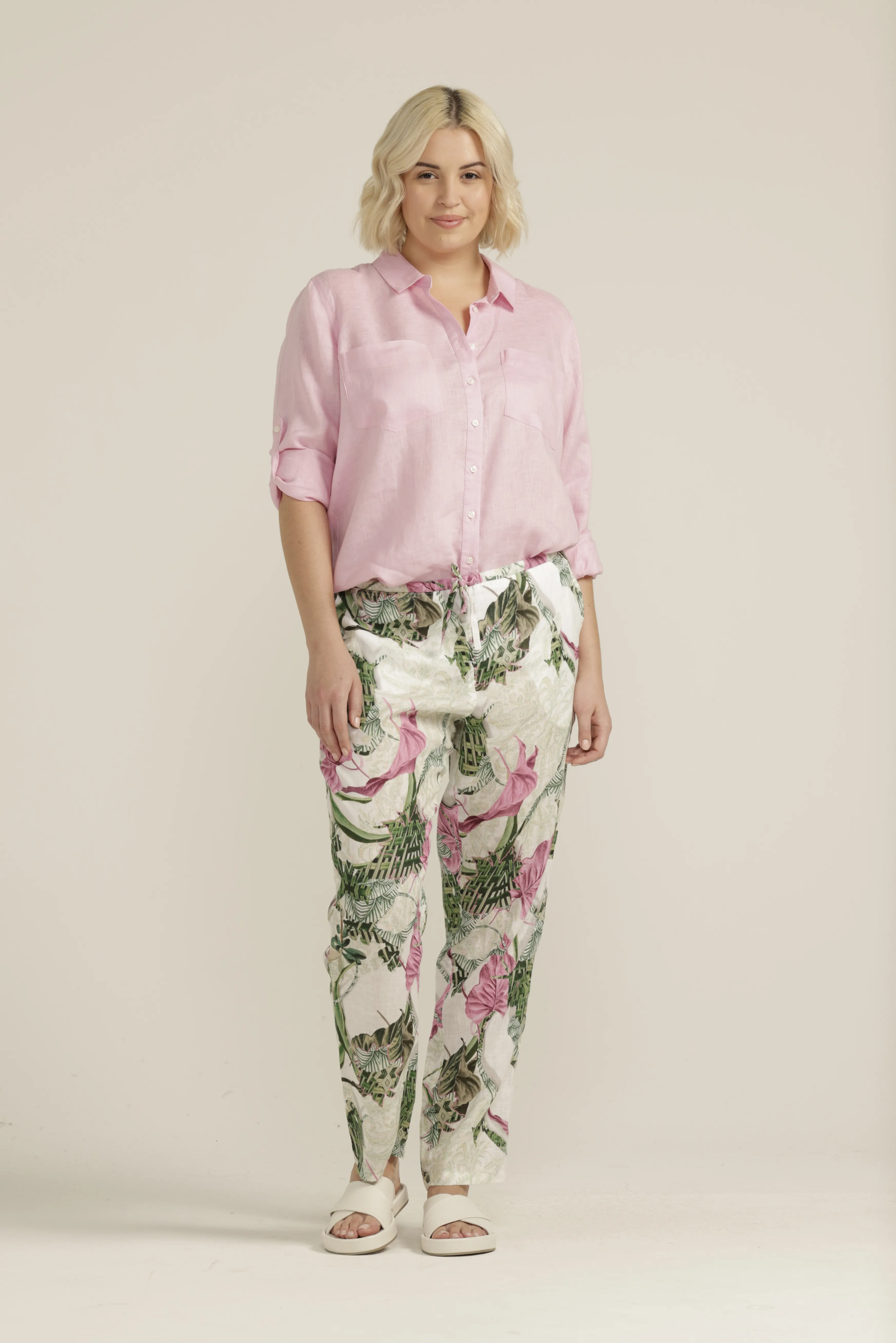 Linen Long Sleeve Pocket Shirt Bubblegum