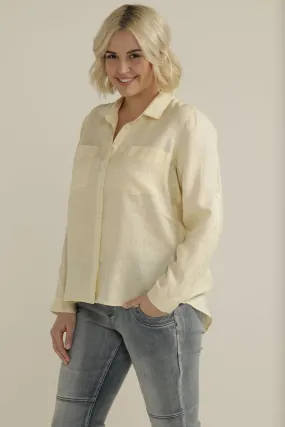 Linen Long Sleeve Pocket Shirt Lemon