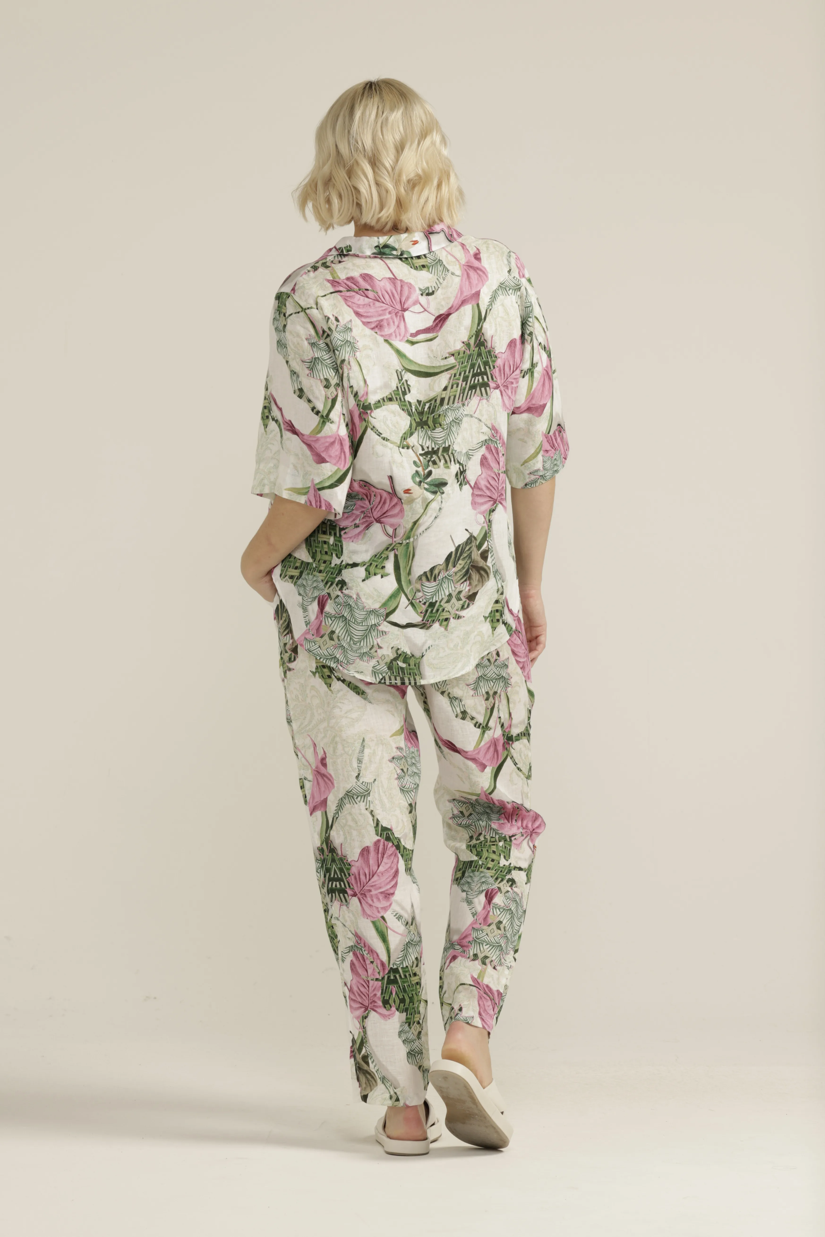 Linen Palms Print Boxy Shirt