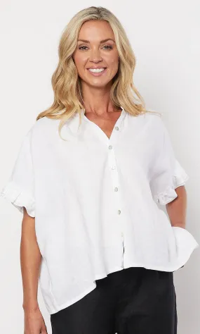 Linen Shirt Frilled Sleeve, More Colours